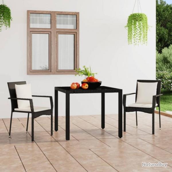 Chaises de jardin 2 pcs avec coussins Rsine tresse Noir