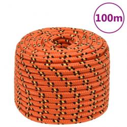 Corde de bateau Orange 12 mm 100 m Polypropylène