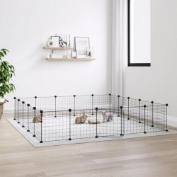 Cage animaux de compagnie à 20 panneaux et porte Noir 35x35 cm