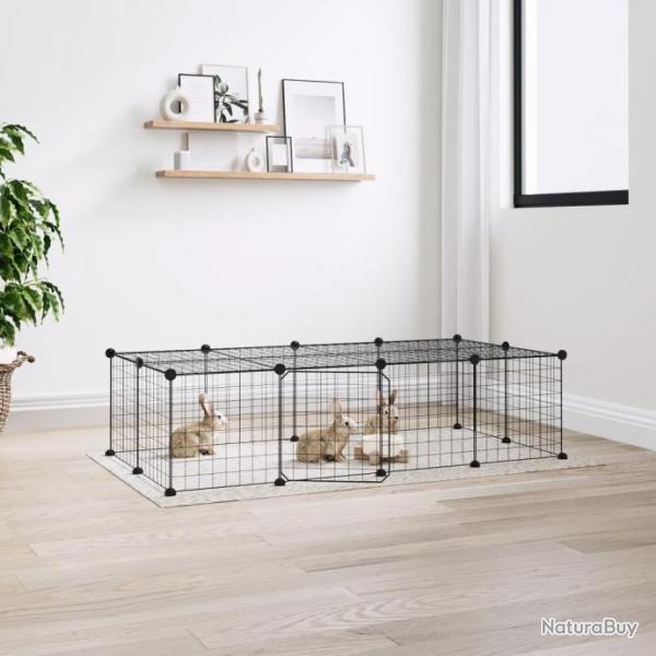 Cage animaux de compagnie  20 panneaux et porte Noir 35x35 cm