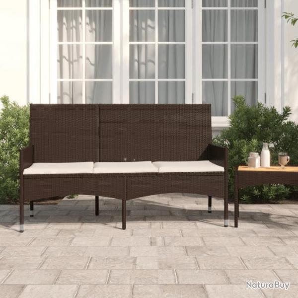 Banc de jardin  3 places avec coussins Marron Rsine tresse