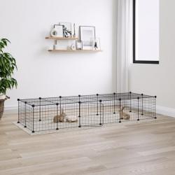 Cage animaux de compagnie à 28 panneaux et porte Noir 35x35 cm