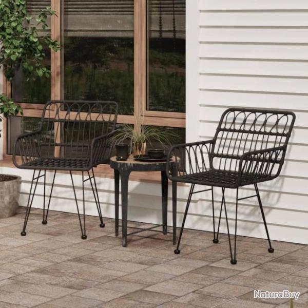 Chaises de jardin 2 pcs avec accoudoir Noir 56x64x80 cm