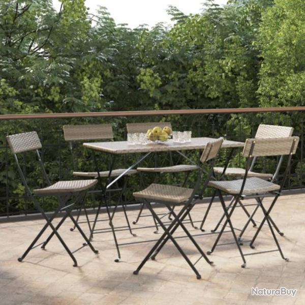 Chaises de bistrot pliantes 6 pcs Gris Rsine tresse et acier