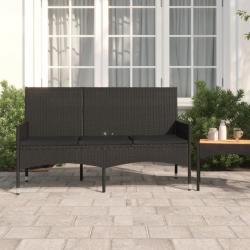 Banc de jardin à 3 places avec coussins Noir Résine tressée