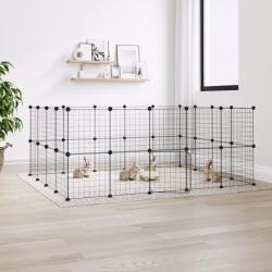 Cage animaux de compagnie à 36 panneaux et porte Noir 35x35 cm