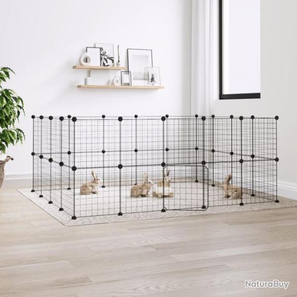 vidaXL Cage animaux de compagnie  36 panneaux et porte Noir 35x35 cm