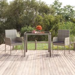 Chaises de jardin avec coussins 2 pcs Résine tressée Gris