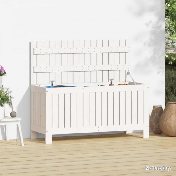 Bote de rangement de jardin Blanc 108x42,5x54 cm Bois de pin