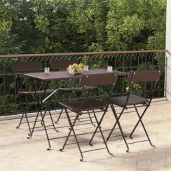 Chaises de bistrot pliantes 4pcs Marron Résine tressée et acier