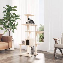 Arbre à chat avec griffoirs en sisal Crème 142 cm