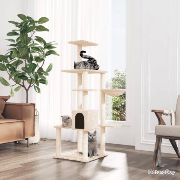 Arbre  chat avec griffoirs en sisal Crme 142 cm