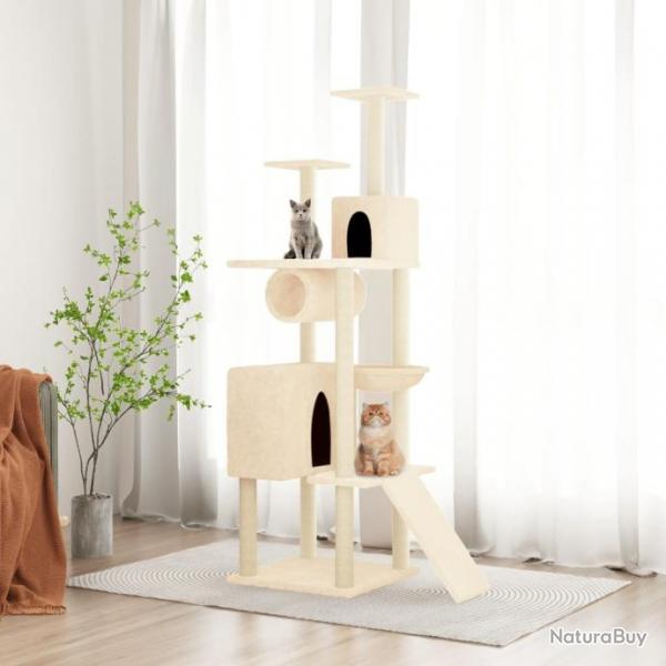 Arbre  chat avec griffoirs en sisal Crme 168 cm