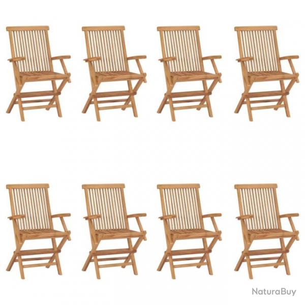 Chaises pliables de jardin 8 pcs Bois de teck solide