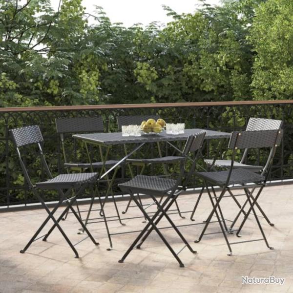 Chaises de bistrot pliantes 6 pcs Noir Rsine tresse et acier