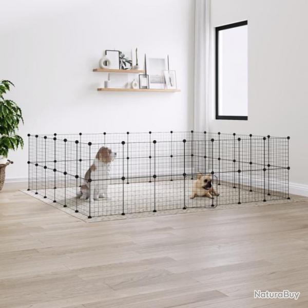 Cage animaux de compagnie  52 panneaux et porte Noir 35x35 cm