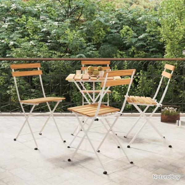 Chaises de bistrot pliantes 4 pcs Bois d'acacia solide et acier