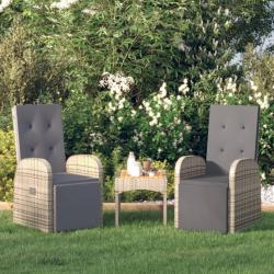 Chaises de jardin inclinables coussins 2pcs Gris Résine tressée