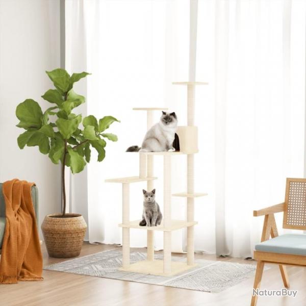 Arbre  chat avec griffoirs en sisal Crme 153 cm