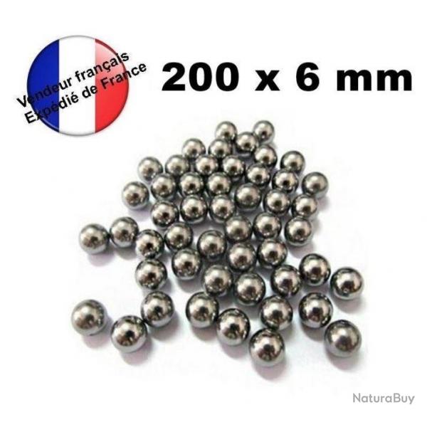 200 billes acier - Diamtre 6 mm - Roulement, lance pierre..