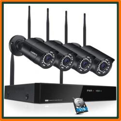 Kit vidéosurveillance wifi 2K POE 8CH NVR 4 caméras IP HD 1To - Etanche IP66