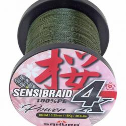 Tresse Sakura Sensibraid 4 Green 1000 M 25/100-18KG