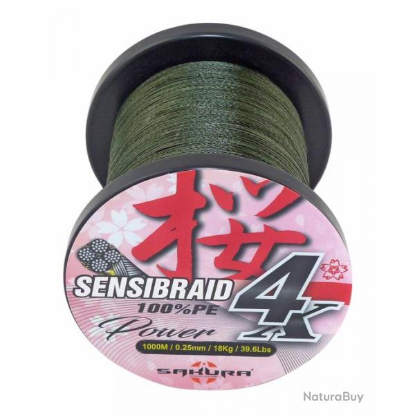 Tresse Sakura Sensibraid 4 Green 1000 M 25/100-18KG