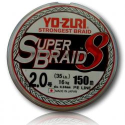 TRESSE YO-ZURI SUPERBRAID 8X 2.0 ARGENT 150M