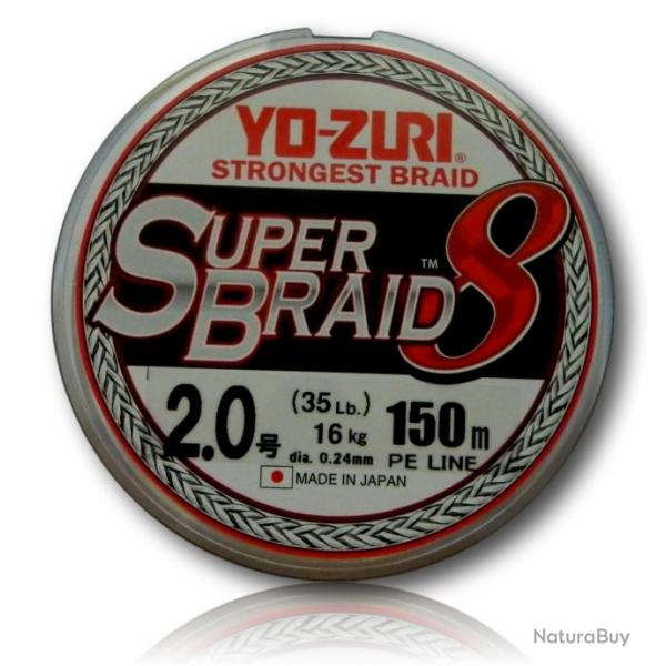 TRESSE YO-ZURI SUPERBRAID 8X 2.0 ARGENT 150M