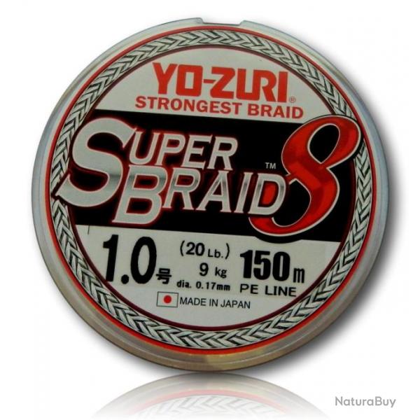TRESSE YO-ZURI SUPERBRAID 8X - 1.0 ARGENT - 150 M