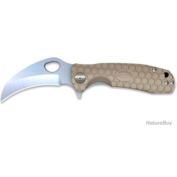 Couteau Pliant Honey Badger Claw D2 Medium Tan Plain - 01HO035