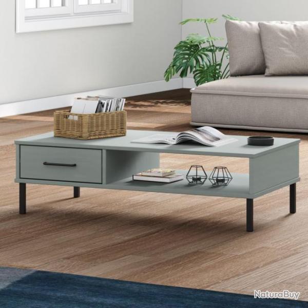 Table basse avec pieds en mtal Gris Bois pin massif OSLO