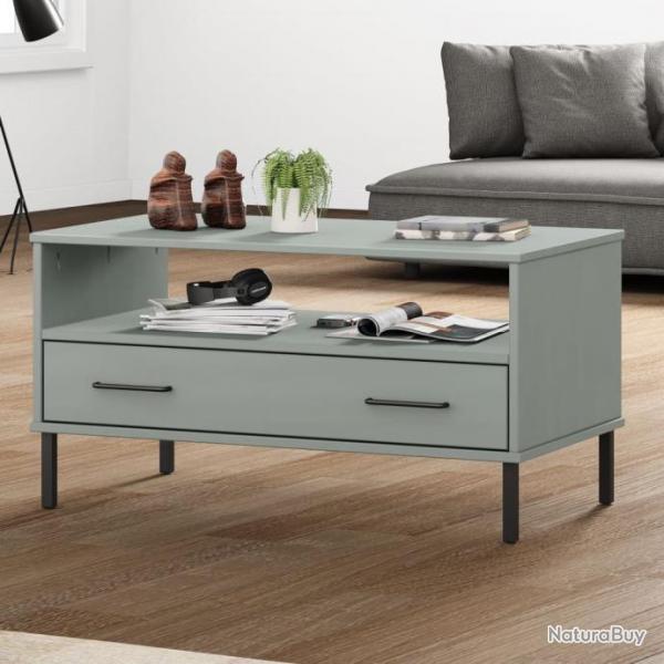 Table basse avec pieds en mtal Gris 85x50x45 cm Bois OSLO