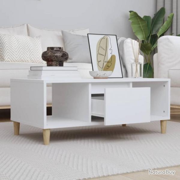 Table basse Blanc 90x50x36,5 cm Bois d'ingnierie