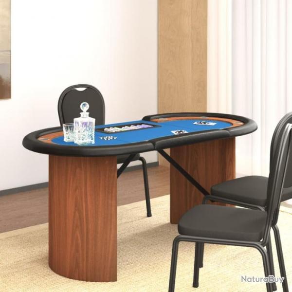 Table de poker 8 joueurs avec plateau  jetons Bleu 160x80x75cm