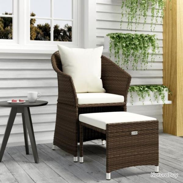 Salon de jardin 2 pcs avec coussins Marron Rsine tresse