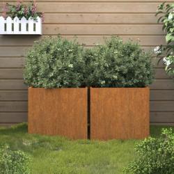 Jardinières 2 pcs Gris 32x30x29 cm Acier corten