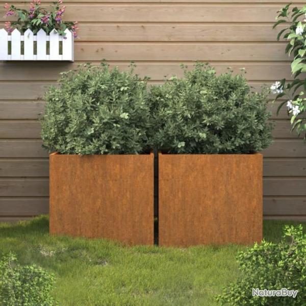 Jardinires 2 pcs Gris 32x30x29 cm Acier corten