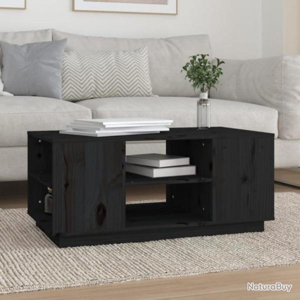 Table basse Noir 90x49x40,5 cm Bois massif de pin