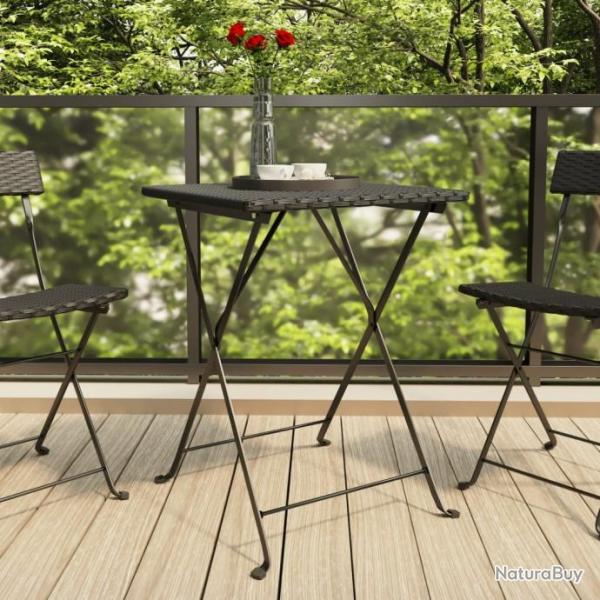 Table de bistrot pliante Noir 55x54x71 cm Rsine tresse