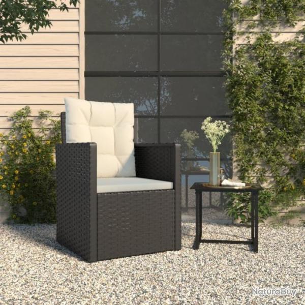 Fauteuil de jardin avec coussins Noir Rsine tresse