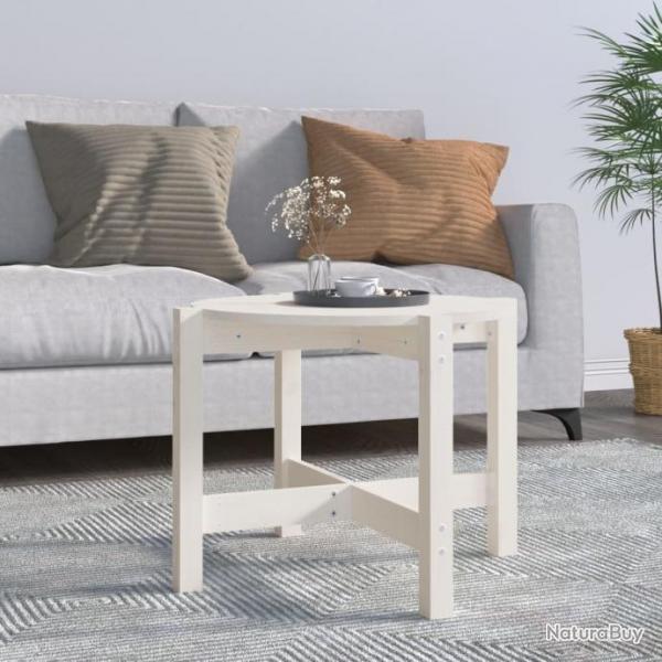 Table basse Blanc  62,5x45 cm Bois massif de pin