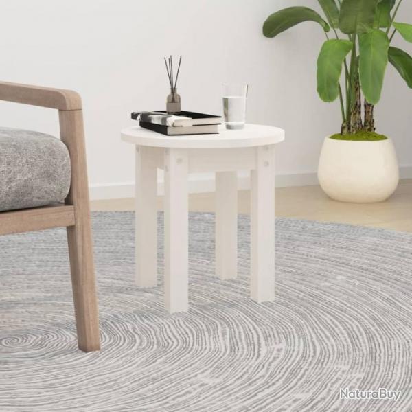 Table basse Blanc  35x35 cm Bois massif de pin