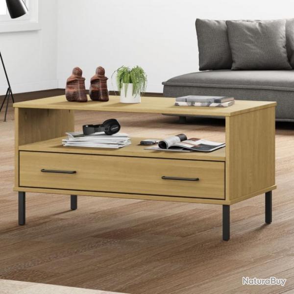 Table basse avec pieds en mtal Marron 85x50x45 cm Bois OSLO