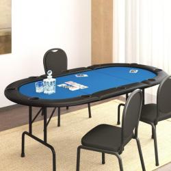 Table de poker pliable 10 joueurs Bleu 206x106x75 cm