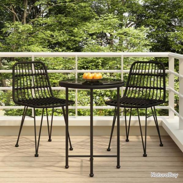 salle  manger de jardin 3 pcs Noir Rsine tresse