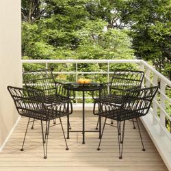 Mobilier à dîner de jardin 5 pcs Noir Résine tressée