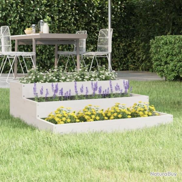 Jardinire Blanc 78x78x27 cm Bois massif de pin