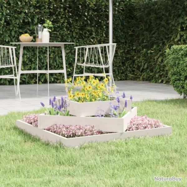 Jardinire Blanc 83x83x27 cm Bois massif de pin