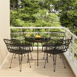 Mobilier à dîner de jardin 5 pcs Noir Résine tressée